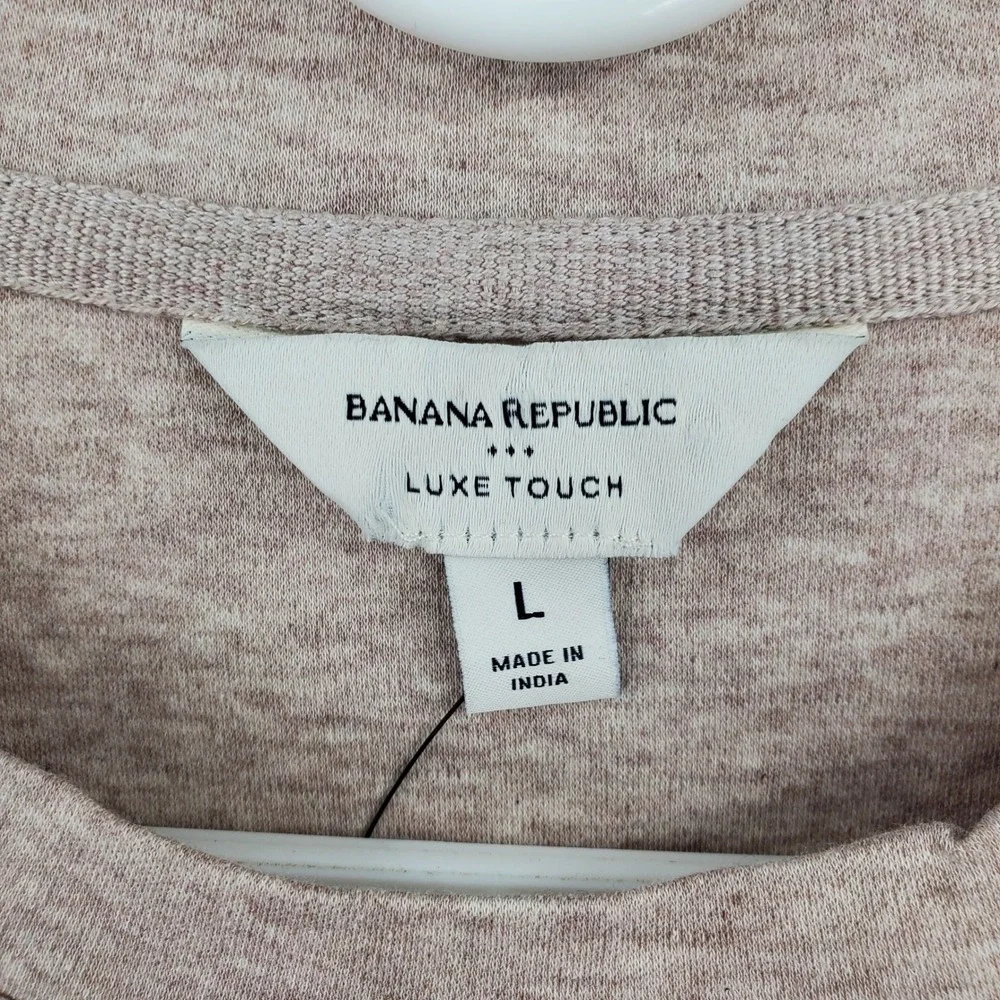 NWT Banana Republic Mens Luxe Touch Long Sleeve Crew Neck Tee Oatmeal Heather L